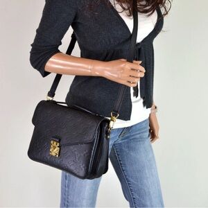 Louis Vuitton Metis Pochette Black Empreinte Leather Shoulder Bag Handbag Purse
